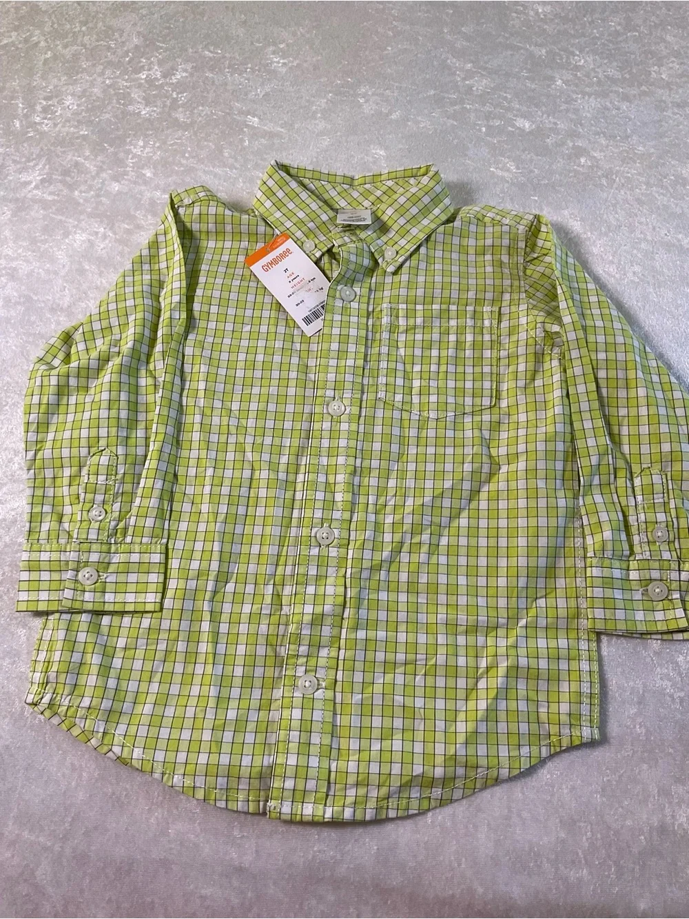 Gymboree Lime & White Plaid Button-Down Shirt